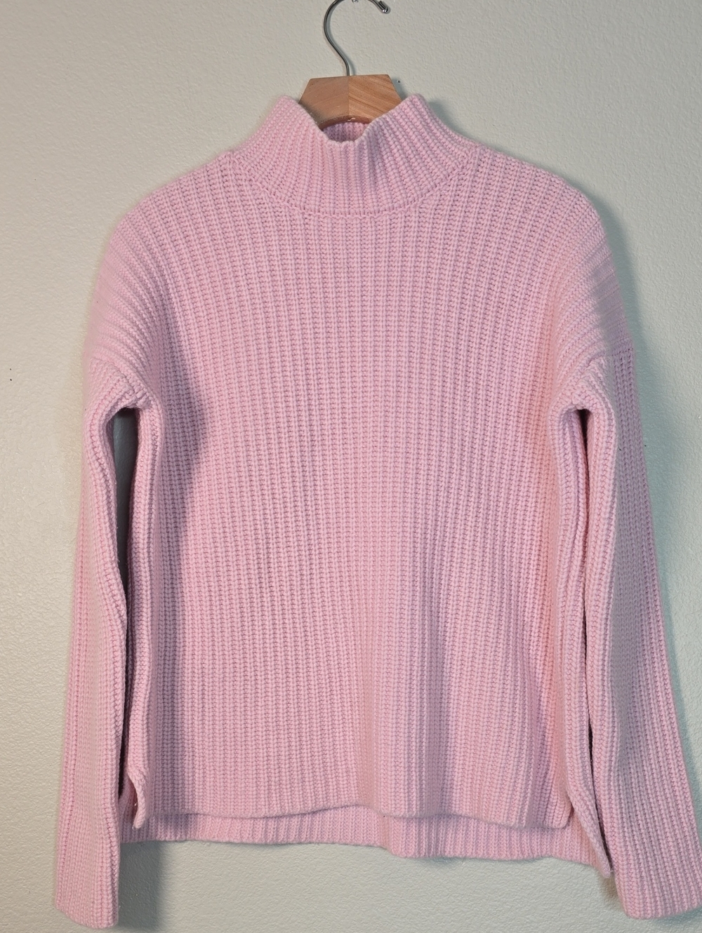 Alex Mill Cozy Light Pink Mock Neck Ribbed Wool/ Cashmere Blend Sweater Size Xs